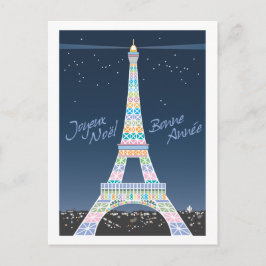Tarjeta postal de los Navidades de la Torre Eiffel