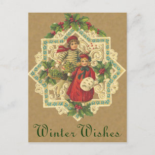Tarjeta postal de los Navidades victorianos