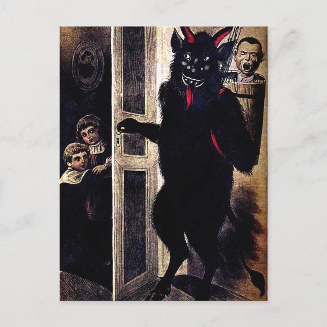 Tarjeta postal de los Navidades Vintage Krampus (Anverso)
