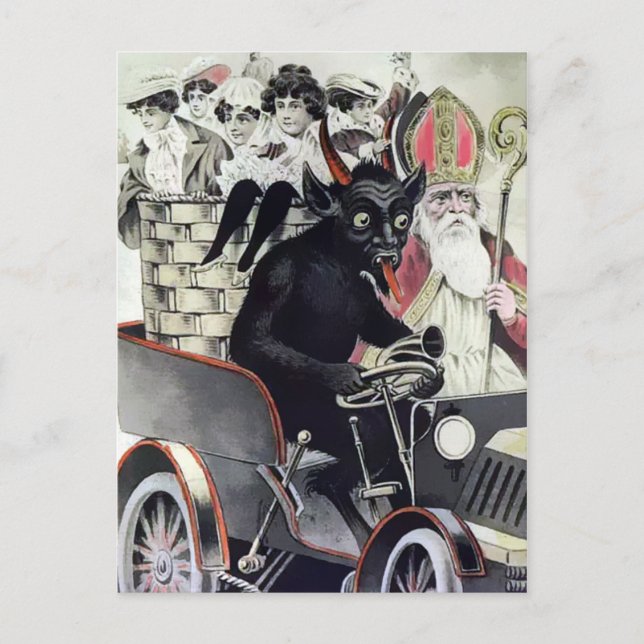 Tarjeta postal de los Navidades Vintage Krampus (Anverso)