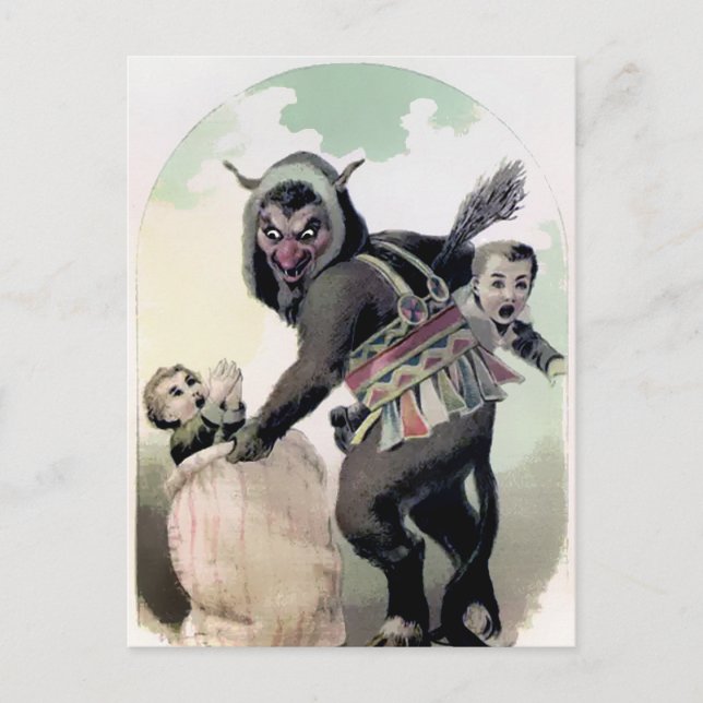 Tarjeta postal de los Navidades Vintage Krampus (Anverso)
