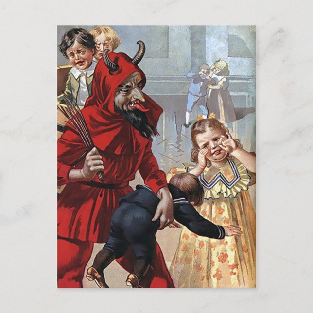 Tarjeta postal de los Navidades Vintage Krampus (Anverso)