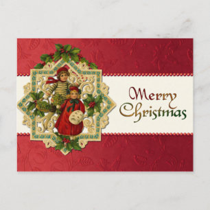 Tarjeta postal de los niños de Navidad de época