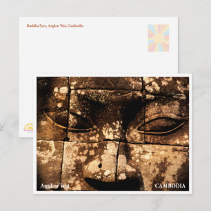 Tarjeta postal de los ojos de Buda de Angkor Wat S