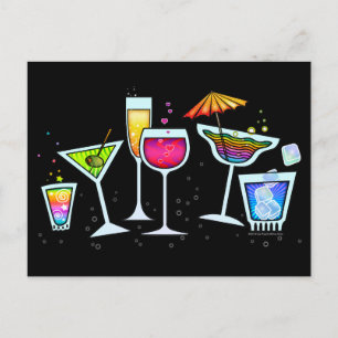 TARJETA POSTAL DE LOS VIDRIOS DE COCKTAIL