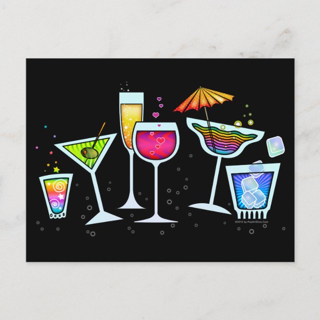 TARJETA POSTAL DE LOS VIDRIOS DE COCKTAIL (Anverso)