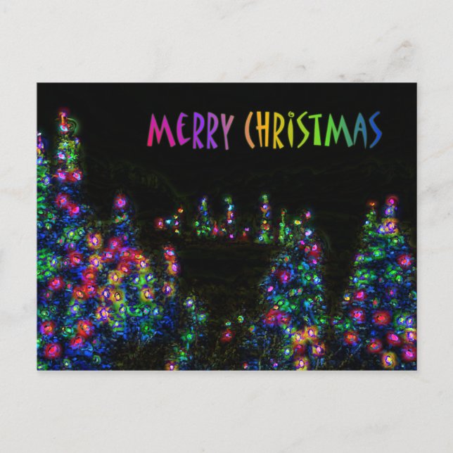 Tarjeta postal de luces de árbol de Navidad (Anverso)