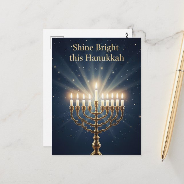 Tarjeta postal de luces de Hanukkah (Anverso/Reverso In Situ)