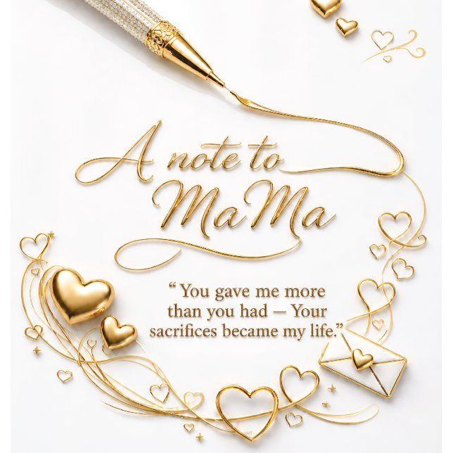 Tarjeta Postal de Luxury Gold “Una nota para mamá” (Subido por el creador)