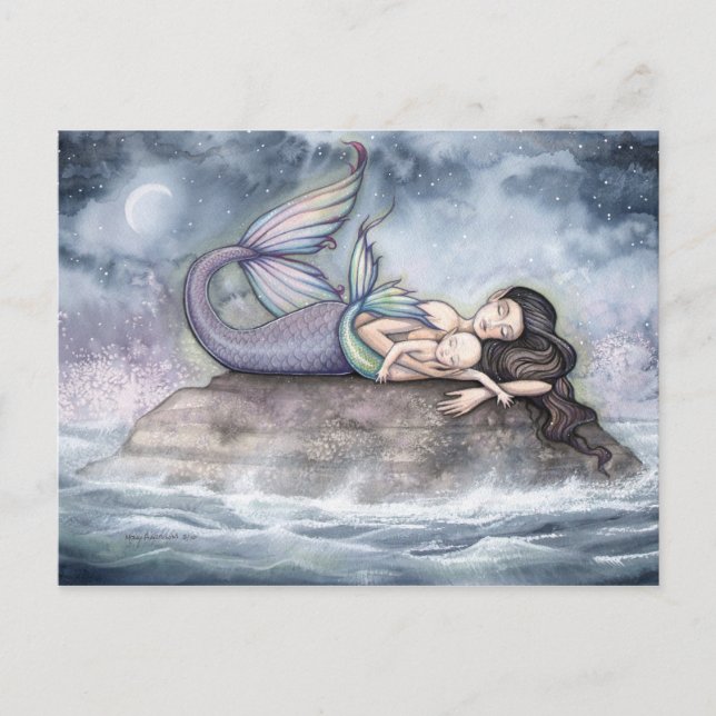 Tarjeta postal de Madre e Hija Sirena (Anverso)