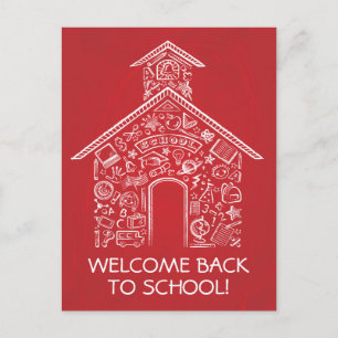 Tarjeta postal de maestros de escuela - Roja