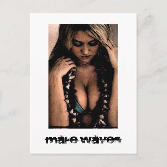 Tarjeta postal de Make Waves Surfer Chica (Anverso)