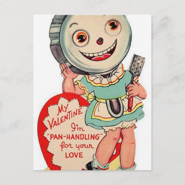 Tarjeta postal de manejo de pan de San Valentín de (Anverso)