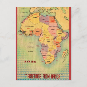 Tarjeta postal de mapa antiguo de África
