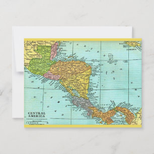 Tarjeta postal de mapa antiguo de Centroamérica