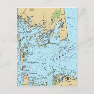 Tarjeta postal de mapa antiguo de Charlotte Harbor