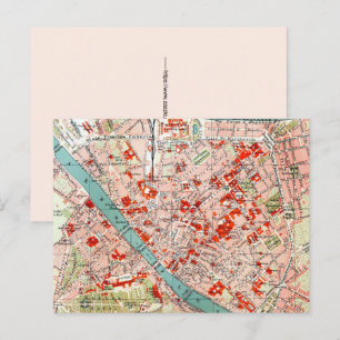 Tarjeta postal de mapa antiguo de Florencia