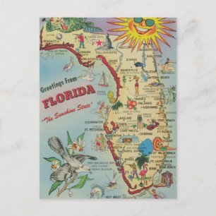 Tarjeta postal de Mapa Antiguo de Florida para Anu