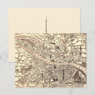 Tarjeta postal de mapa antiguo de Lyon Francia