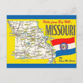 Tarjeta postal de mapa antiguo de Missouri