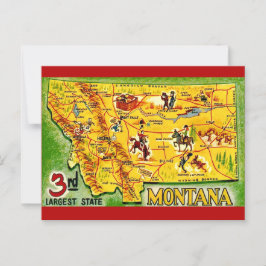 Tarjeta postal de mapa antiguo de Montana