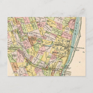 Tarjeta postal de mapa antiguo de New Hope PA