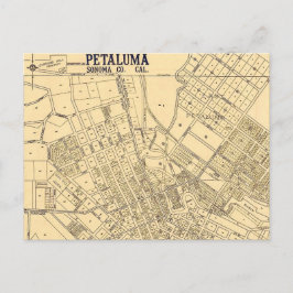 Tarjeta postal de mapa antiguo de Petaluma CA