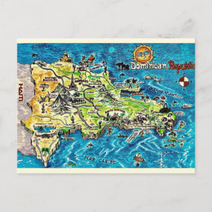 Tarjeta postal de mapa antiguo de República Domini