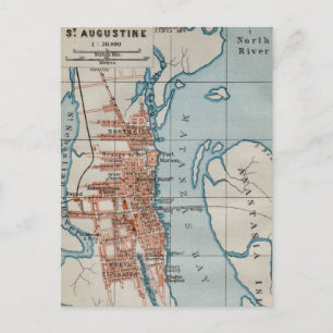 Tarjeta postal de mapa antiguo de St Augustine