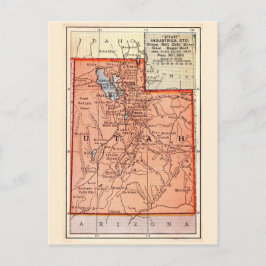Tarjeta postal de mapa antiguo de Utah 