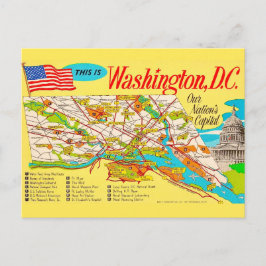 Tarjeta postal de mapa antiguo de Washington DC
