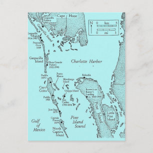 Tarjeta postal de mapa antiguo del puerto de Charl