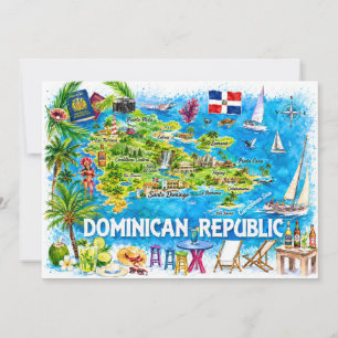 Tarjeta postal de mapa de viaje al agua de la Repú