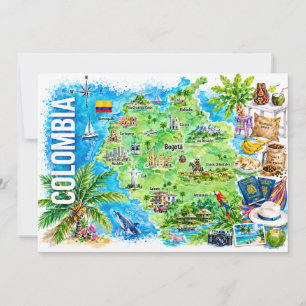 Tarjeta postal de mapa de viaje en acuarela de Col
