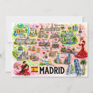 Tarjeta postal de mapa de viaje en acuarela de Mad