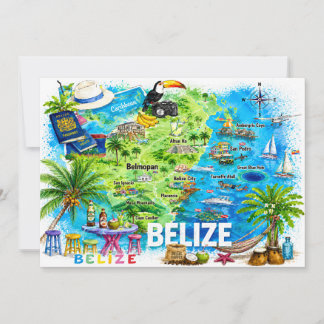 Tarjeta postal de mapa de viaje ilustrado del Cari