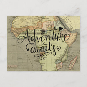 Tarjeta Postal De Mapa Del Viejo Mundo La Aventura