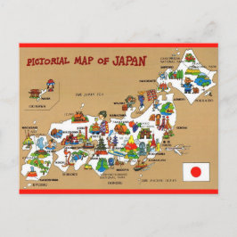 Tarjeta postal de mapa ilustrado de Japón