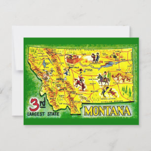 Tarjeta postal de mapa ilustrado vintage de Montan