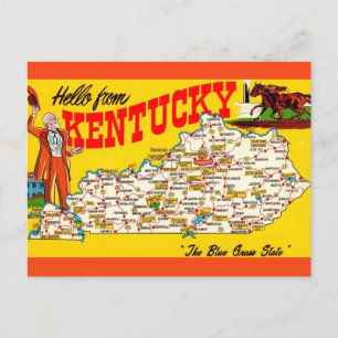 Tarjeta postal de mapa vintage de Kentucky