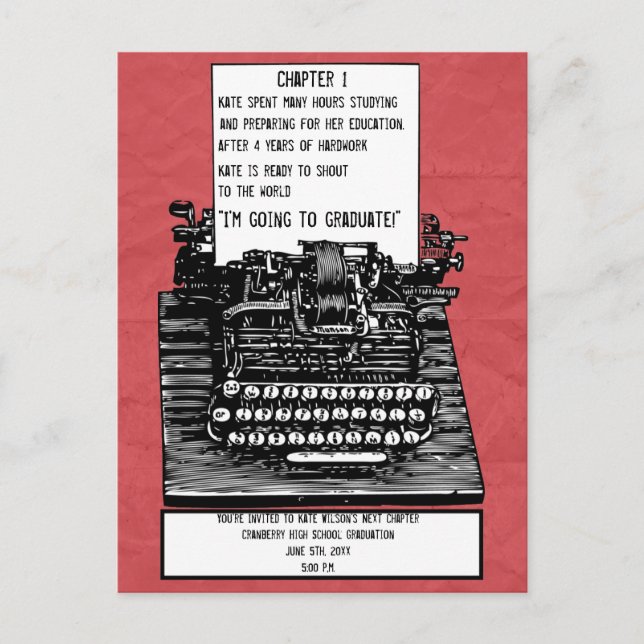 Tarjeta postal de máquina de escribir antigua (Anverso)