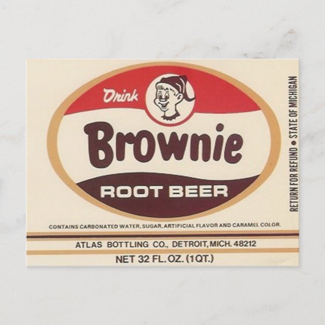 tarjeta postal de marca de cerveza de raíz de brow (Anverso)