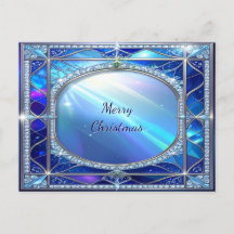 Tarjeta postal de marco azul ovalado decorativo