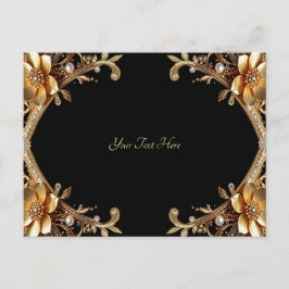 Tarjeta postal de marco de oro elegante
