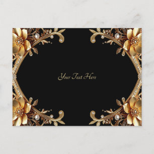 Tarjeta postal de marco de oro elegante