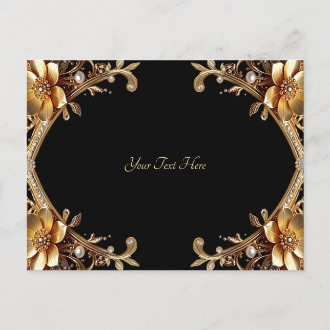 Tarjeta postal de marco de oro elegante (Anverso)