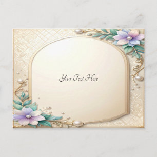 Tarjeta postal de marco floral decorativo con perl