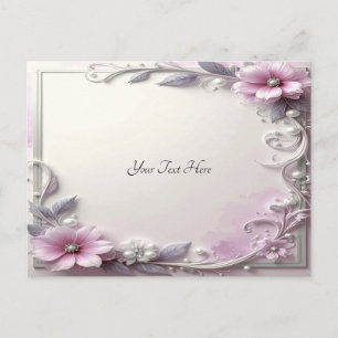 Tarjeta postal de marco floral rosa