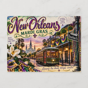 Tarjeta postal de Mardi Gras de Nueva Orleans