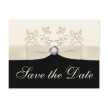 Tarjeta postal de marfil y negro floral para guard